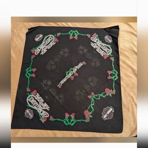 Vintage Authentic Harley-Davidson® Bandana with Rose and Logo Design